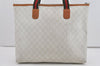 Authentic GUCCI Web Sherry Line GG Plus Tote Bag PVC Leather White 2134I