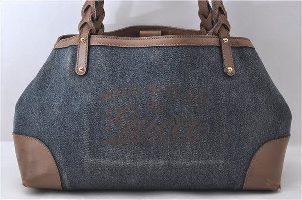 Authentic GUCCI Shoulder Tote Bag Denim Leather 348715 Blue 2135D
