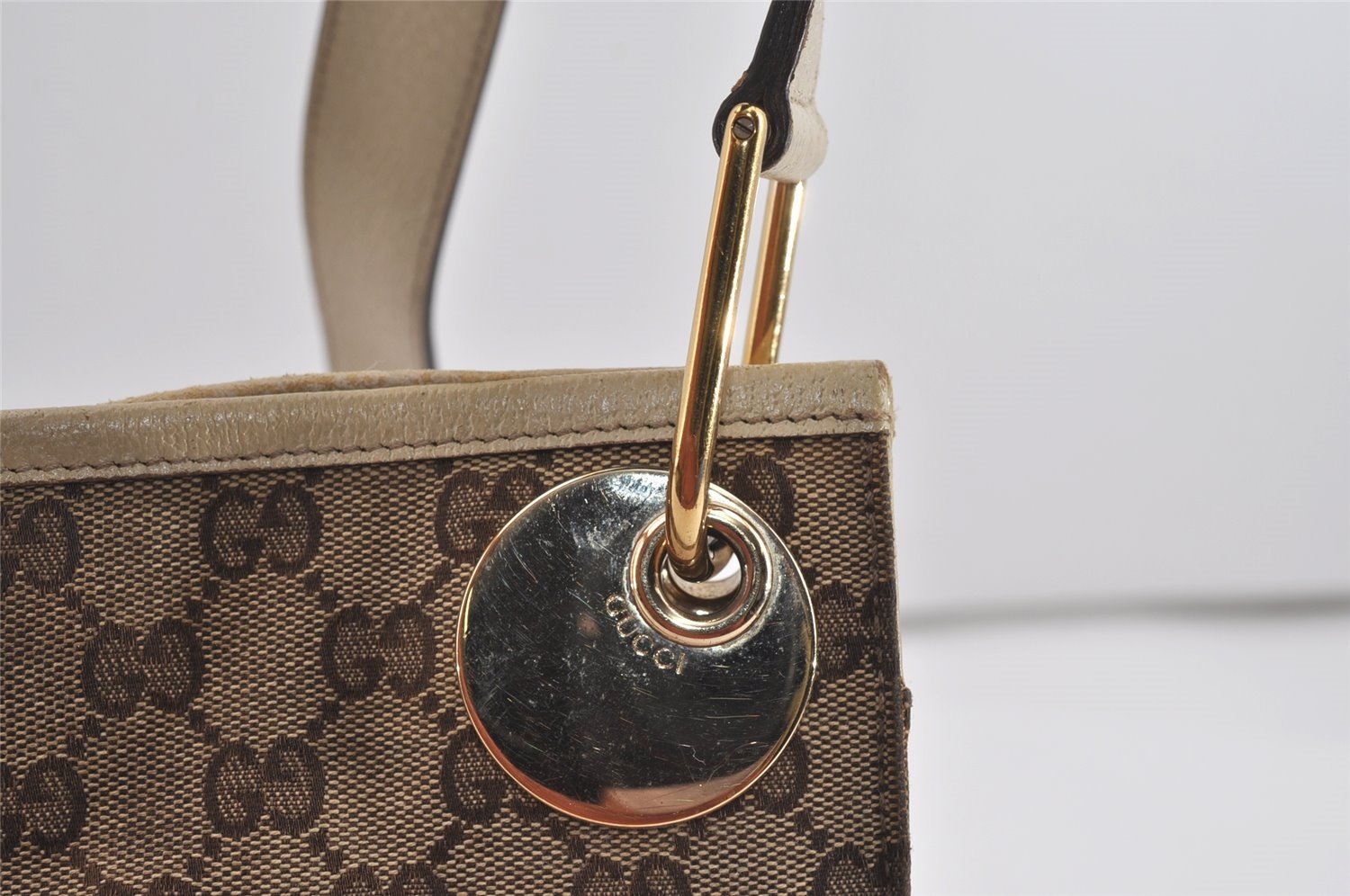 Authentic GUCCI Eclipse Shoulder Cross Bag GG Canvas Leather 120841 Brown 2135I