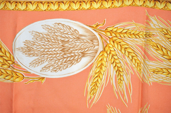 Authentic Christian Dior Scarf Wheat Motif Silk Beige Yellow 2137I