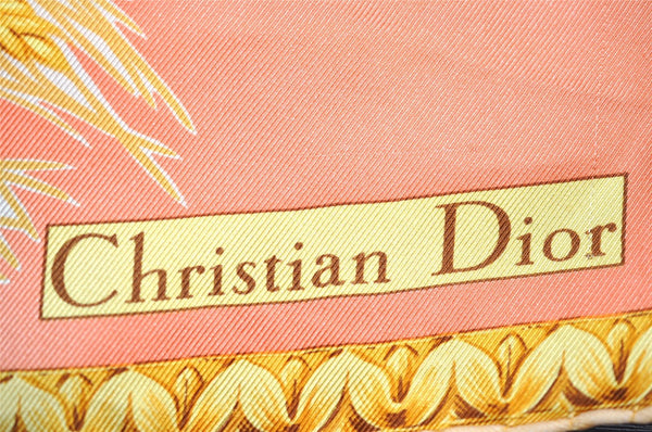 Authentic Christian Dior Scarf Wheat Motif Silk Beige Yellow 2137I