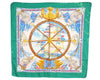 Authentic HERMES Carre 90 Scarf "vive le vent" Silk Green 2138I