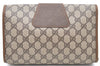 Authentic GUCCI Web Sherry Line Clutch Hand Bag Purse GG PVC Leather Brown 2139D