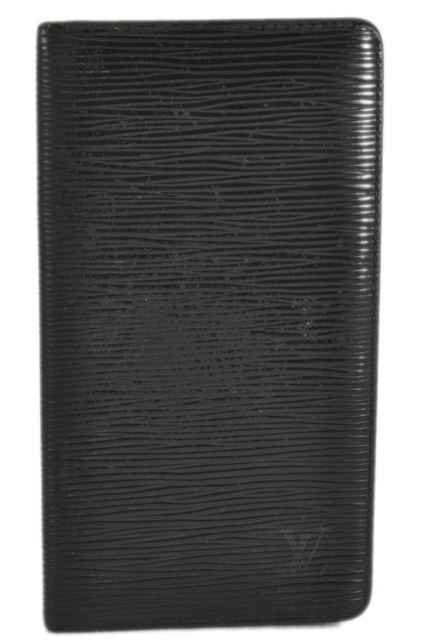 Authentic Louis Vuitton Epi Porte Cartes Credit Yen Wallet Black M63212 LV 2139F