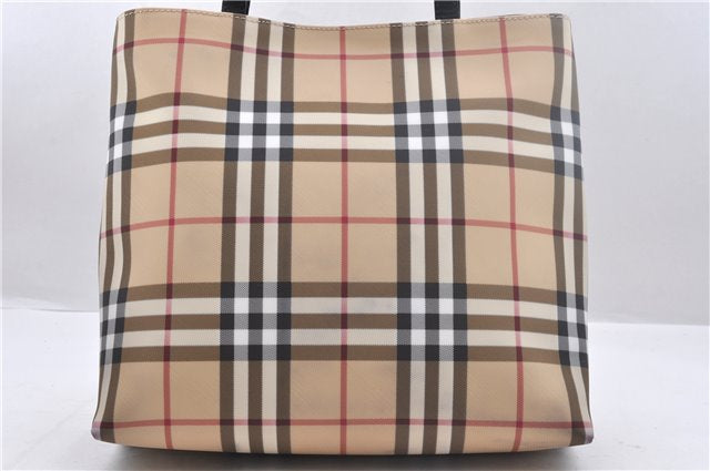 Authentic BURBERRY Nova Check PVC Leather Hand Tote Bag Beige 2140D