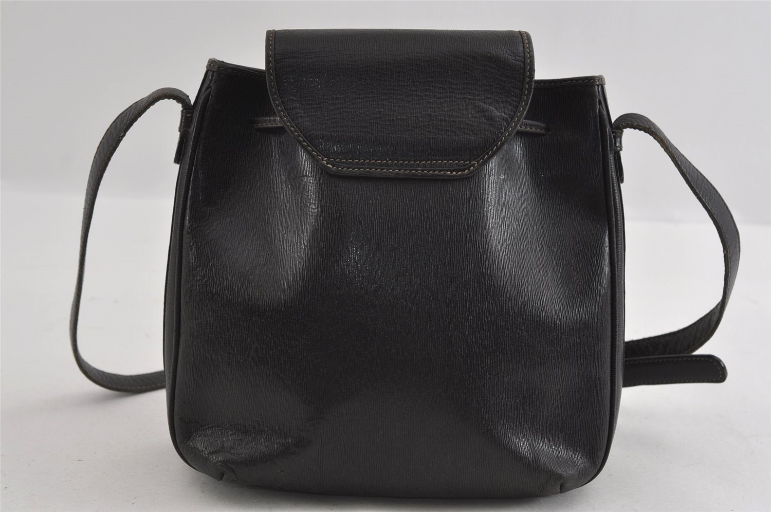 Authentic BALLY Leather Drawstring Shoulder Cross Body Bag Purse Black 2140I