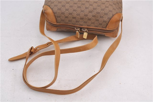 Authentic GUCCI Micro GG PVC Leather Shoulder Cross Body Bag Purse Brown 2141D