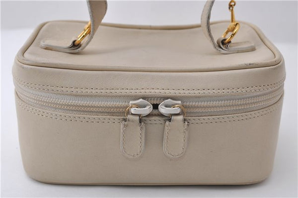 Authentic GUCCI Vintage Vanity Hand Bag Purse Leather Ivory 2143D