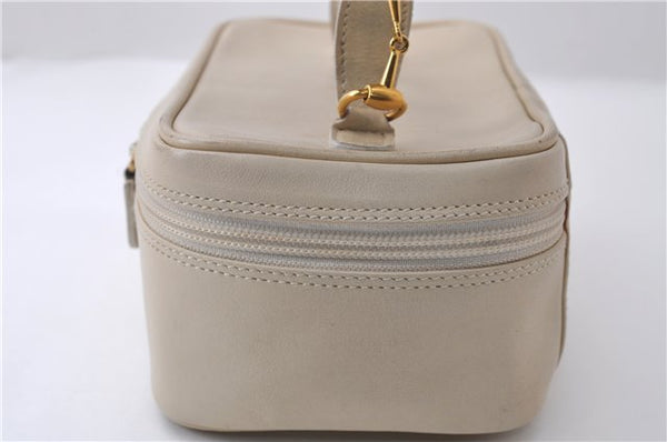 Authentic GUCCI Vintage Vanity Hand Bag Purse Leather Ivory 2143D