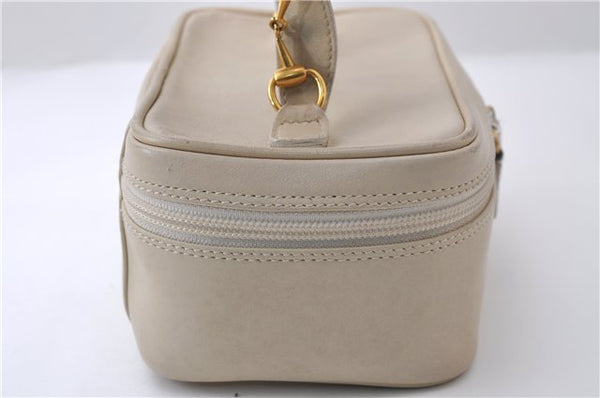 Authentic GUCCI Vintage Vanity Hand Bag Purse Leather Ivory 2143D