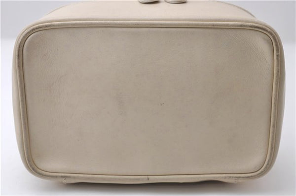 Authentic GUCCI Vintage Vanity Hand Bag Purse Leather Ivory 2143D