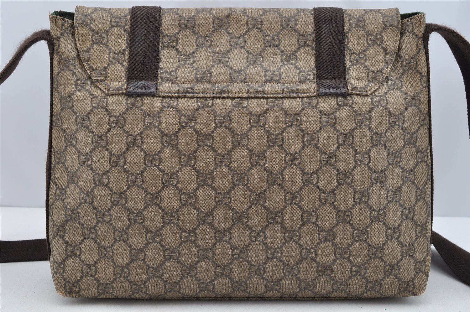 Authentic GUCCI Shoulder Cross Body Bag GG PVC Leather 122373 Brown 2143I