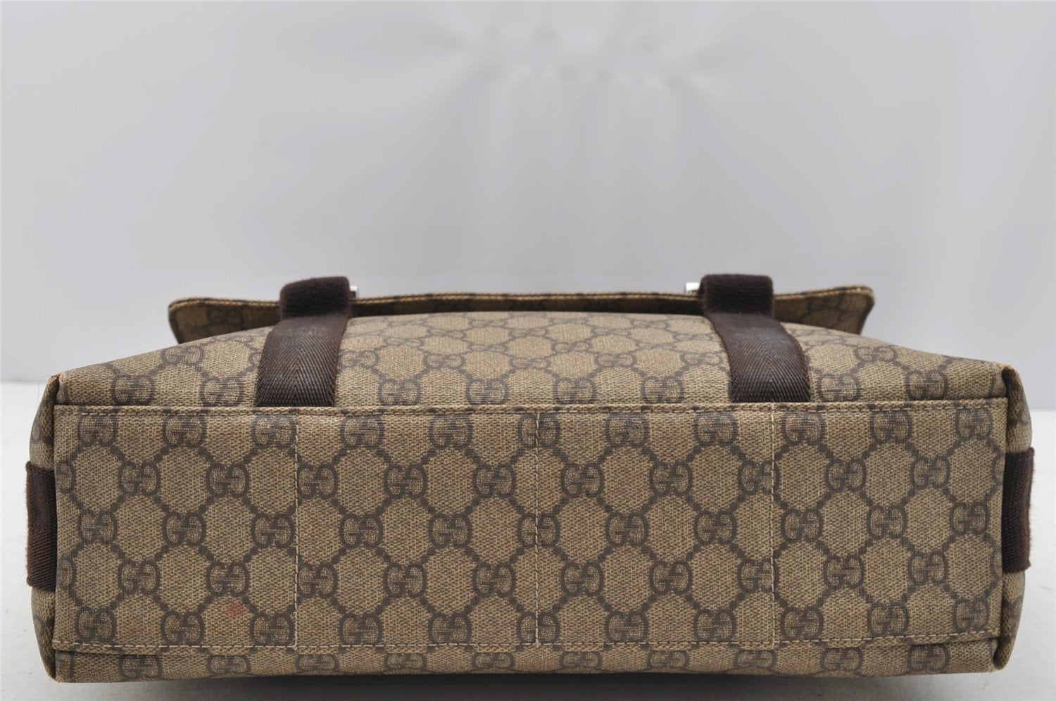 Authentic GUCCI Shoulder Cross Body Bag GG PVC Leather 122373 Brown 2143I