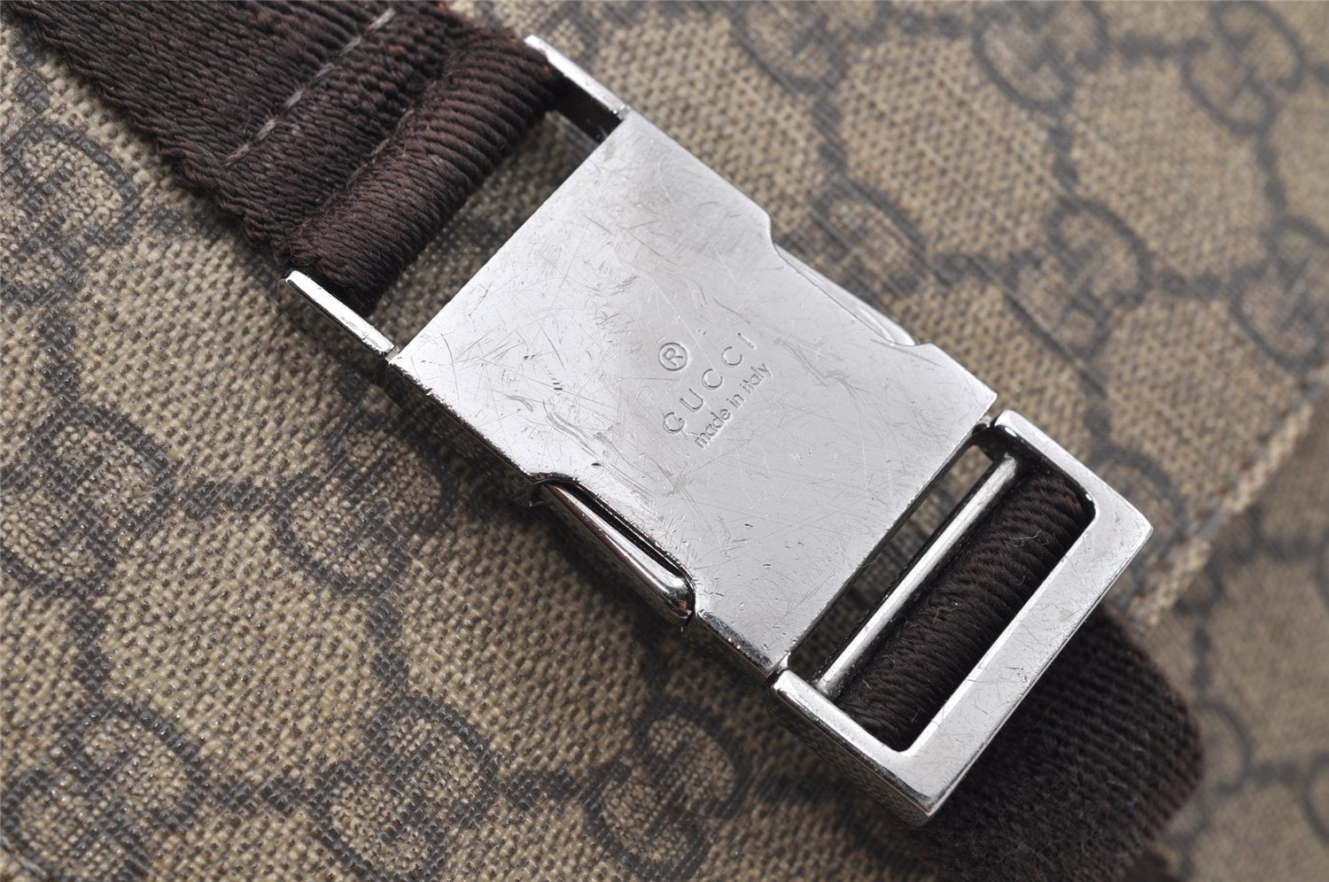 Authentic GUCCI Shoulder Cross Body Bag GG PVC Leather 122373 Brown 2143I