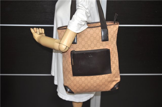 Authentic GUCCI Shoulder Tote Bag GG Canvas Leather 28892 Brown Beige 2144D