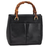 Authentic GUCCI Bamboo 2way Hand Shoulder Bag Purse Leather Black Junk 2144I