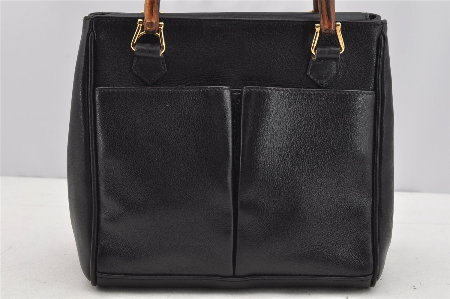 Authentic GUCCI Bamboo 2way Hand Shoulder Bag Purse Leather Black Junk 2144I