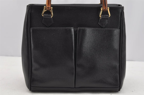 Authentic GUCCI Bamboo 2way Hand Shoulder Bag Purse Leather Black Junk 2144I