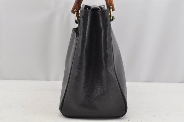 Authentic GUCCI Bamboo 2way Hand Shoulder Bag Purse Leather Black Junk 2144I