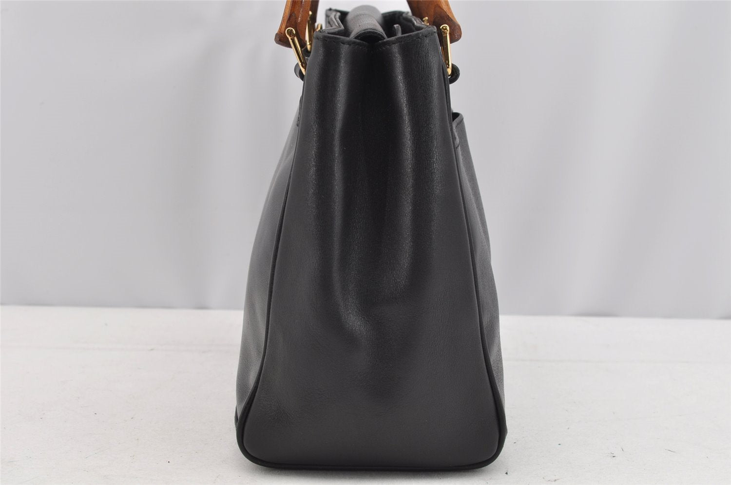 Authentic GUCCI Bamboo 2way Hand Shoulder Bag Purse Leather Black Junk 2144I