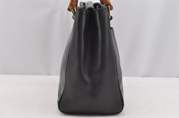 Authentic GUCCI Bamboo 2way Hand Shoulder Bag Purse Leather Black Junk 2144I