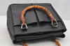 Authentic GUCCI Bamboo 2way Hand Shoulder Bag Purse Leather Black Junk 2144I
