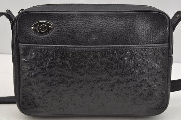 Authentic GUCCI Leather Shoulder Cross Body Bag Purse Black 2145I