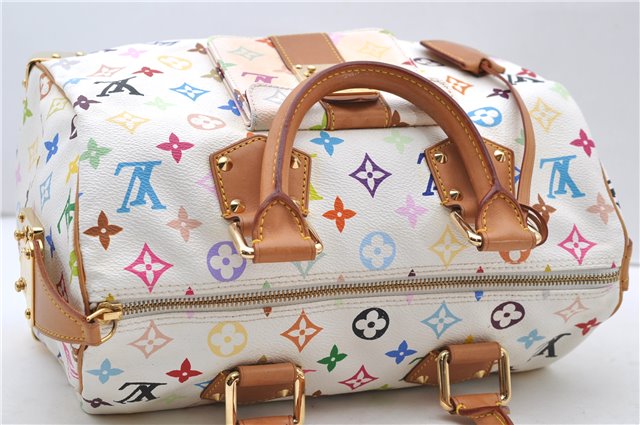 Auth Louis Vuitton Monogram Multicolor Speedy 30 Hand Bag White M92643 LV 2146D