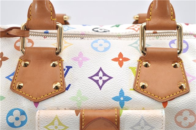 Auth Louis Vuitton Monogram Multicolor Speedy 30 Hand Bag White M92643 LV 2146D