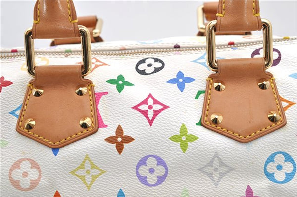 Auth Louis Vuitton Monogram Multicolor Speedy 30 Hand Bag White M92643 LV 2146D