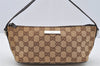 Authentic GUCCI Hand Bag Pouch Purse GG Canvas Leather 0391103 Brown 2146I