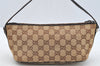 Authentic GUCCI Hand Bag Pouch Purse GG Canvas Leather 0391103 Brown 2146I