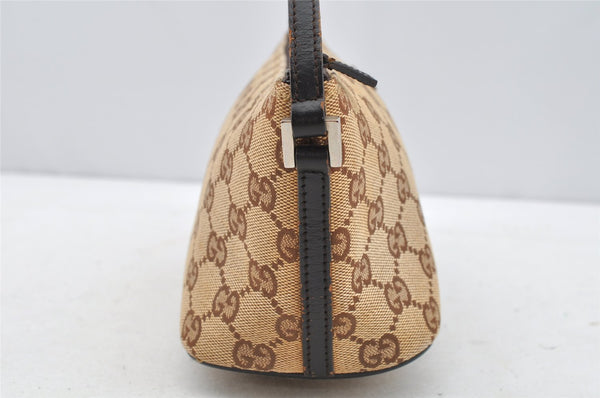 Authentic GUCCI Hand Bag Pouch Purse GG Canvas Leather 0391103 Brown 2146I