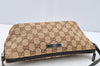 Authentic GUCCI Hand Bag Pouch Purse GG Canvas Leather 0391103 Brown 2146I