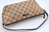 Authentic GUCCI Hand Bag Pouch Purse GG Canvas Leather 0391103 Brown 2146I