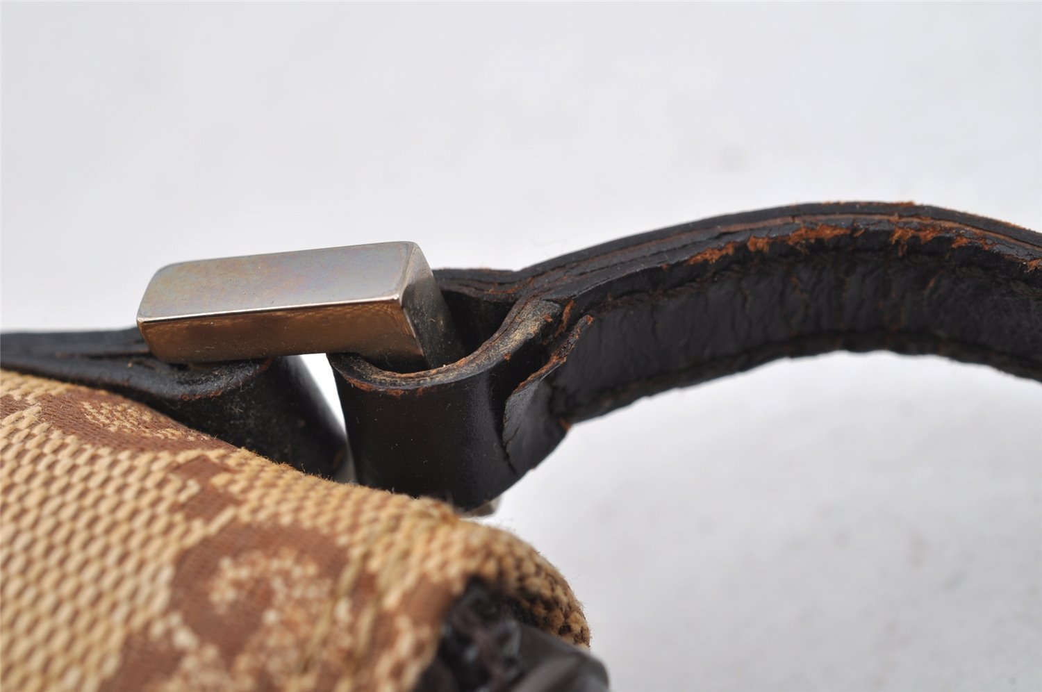 Authentic GUCCI Hand Bag Pouch Purse GG Canvas Leather 0391103 Brown 2146I