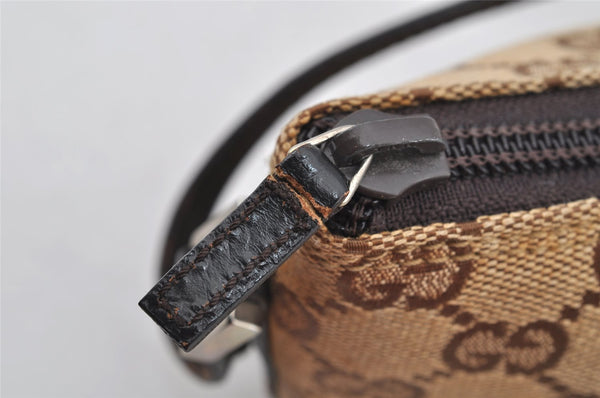 Authentic GUCCI Hand Bag Pouch Purse GG Canvas Leather 0391103 Brown 2146I