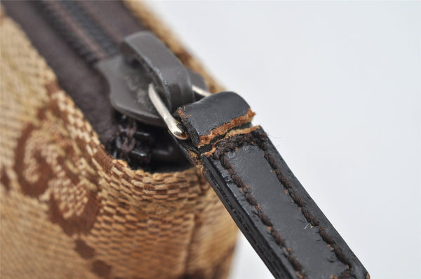 Authentic GUCCI Hand Bag Pouch Purse GG Canvas Leather 0391103 Brown 2146I