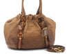 Authentic PRADA Leather 2Way Shoulder Hand Tote Bag Beige Brown 2147D