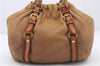 Authentic PRADA Leather 2Way Shoulder Hand Tote Bag Beige Brown 2147D