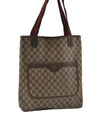 Authentic GUCCI Web Sherry Line Shoulder Tote Bag GG PVC Leather Brown 2147I