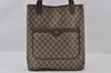 Authentic GUCCI Web Sherry Line Shoulder Tote Bag GG PVC Leather Brown 2147I