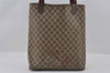 Authentic GUCCI Web Sherry Line Shoulder Tote Bag GG PVC Leather Brown 2147I