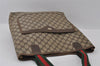 Authentic GUCCI Web Sherry Line Shoulder Tote Bag GG PVC Leather Brown 2147I