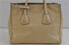 Authentic PRADA GLACE'CALF Leather 2Way Shoulder Hand Bag BN2619 Beige 2148D