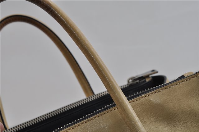 Authentic PRADA GLACE'CALF Leather 2Way Shoulder Hand Bag BN2619 Beige 2148D