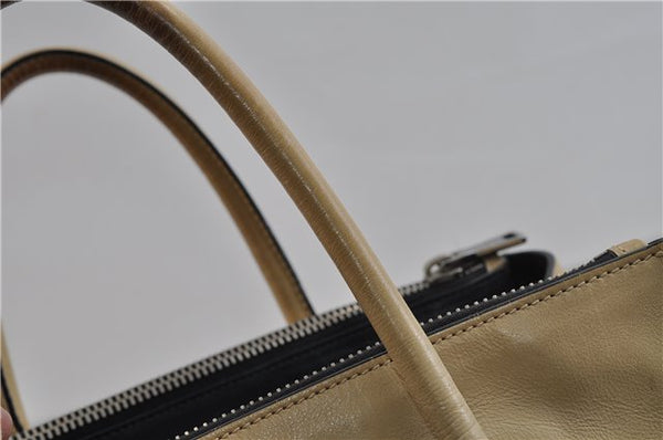 Authentic PRADA GLACE'CALF Leather 2Way Shoulder Hand Bag BN2619 Beige 2148D