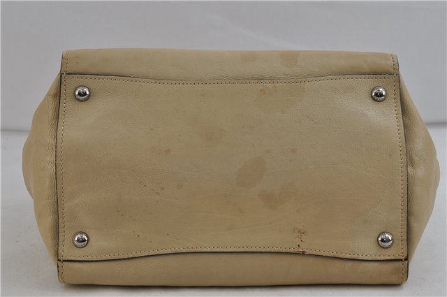 Authentic PRADA GLACE'CALF Leather 2Way Shoulder Hand Bag BN2619 Beige 2148D