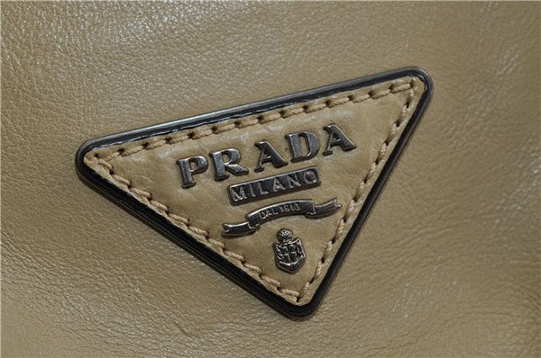 Authentic PRADA GLACE'CALF Leather 2Way Shoulder Hand Bag BN2619 Beige 2148D