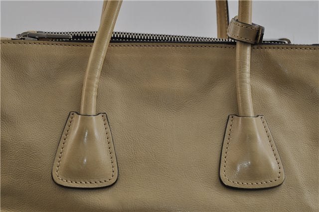 Authentic PRADA GLACE'CALF Leather 2Way Shoulder Hand Bag BN2619 Beige 2148D